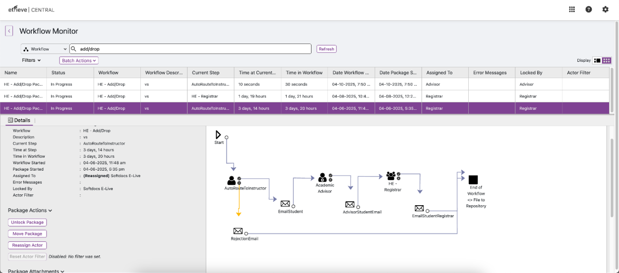 Workflow Monitor inside of Etrieve