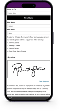 iPhone with mobile version of Softodcs unlimited e-signatures